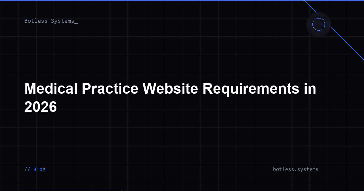Botless Leg Medical Practice Website Requirements in 2026